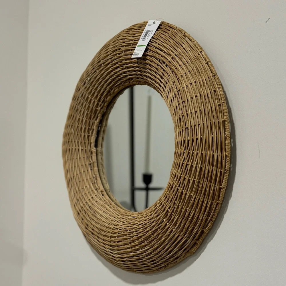 Round Rattan Wall Mirror -